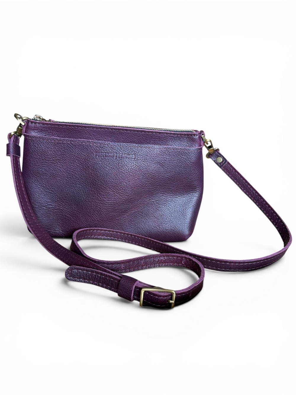 Portland Leather Goods Poppy Leather Crossbody Bag in Plum New & Never Used